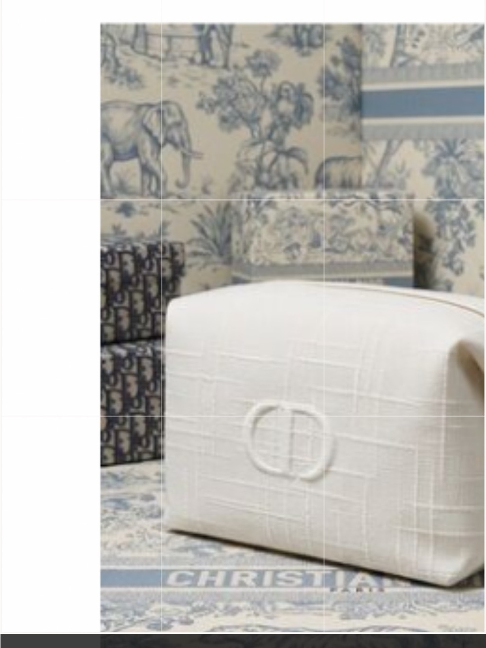 Dior White Embossed CD Cosmetic Pouch